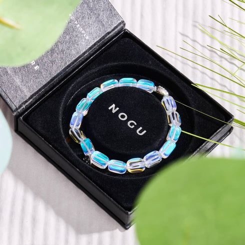Supernova arc-en-ciel | Argent sterling .925 | Bracelet galets de verre galaxie
